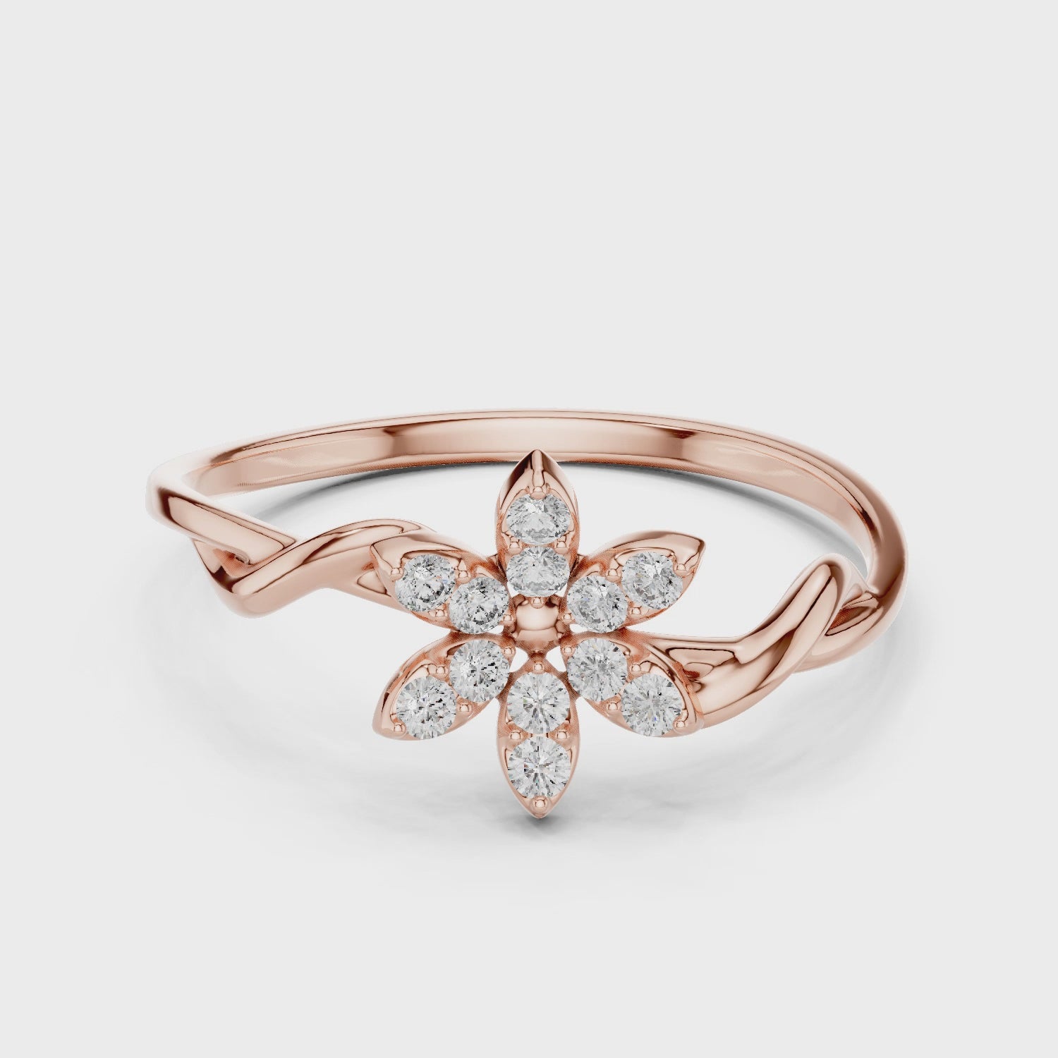 Flower Diamond Ring For Women Minimalist Floral Nature Inspired Statement Delicate Proposal Ring