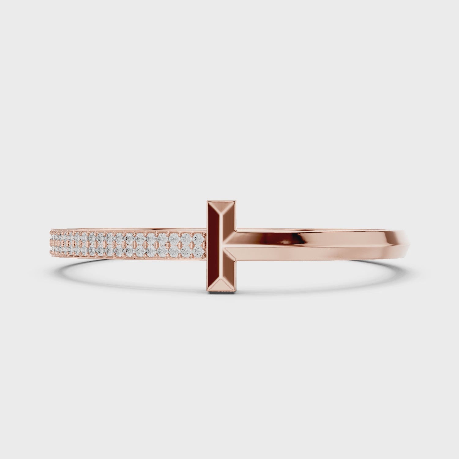 Sterling Silver Moissanite T Bracelet, Minimalist Geometric Hinged Cuff, Anniversary Gift for Him