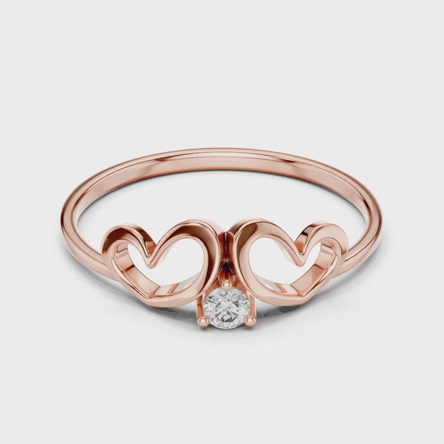 Filigree Double Heart Moissanite Ring, 14k Solid Gold Promise Anniversary Gift Her