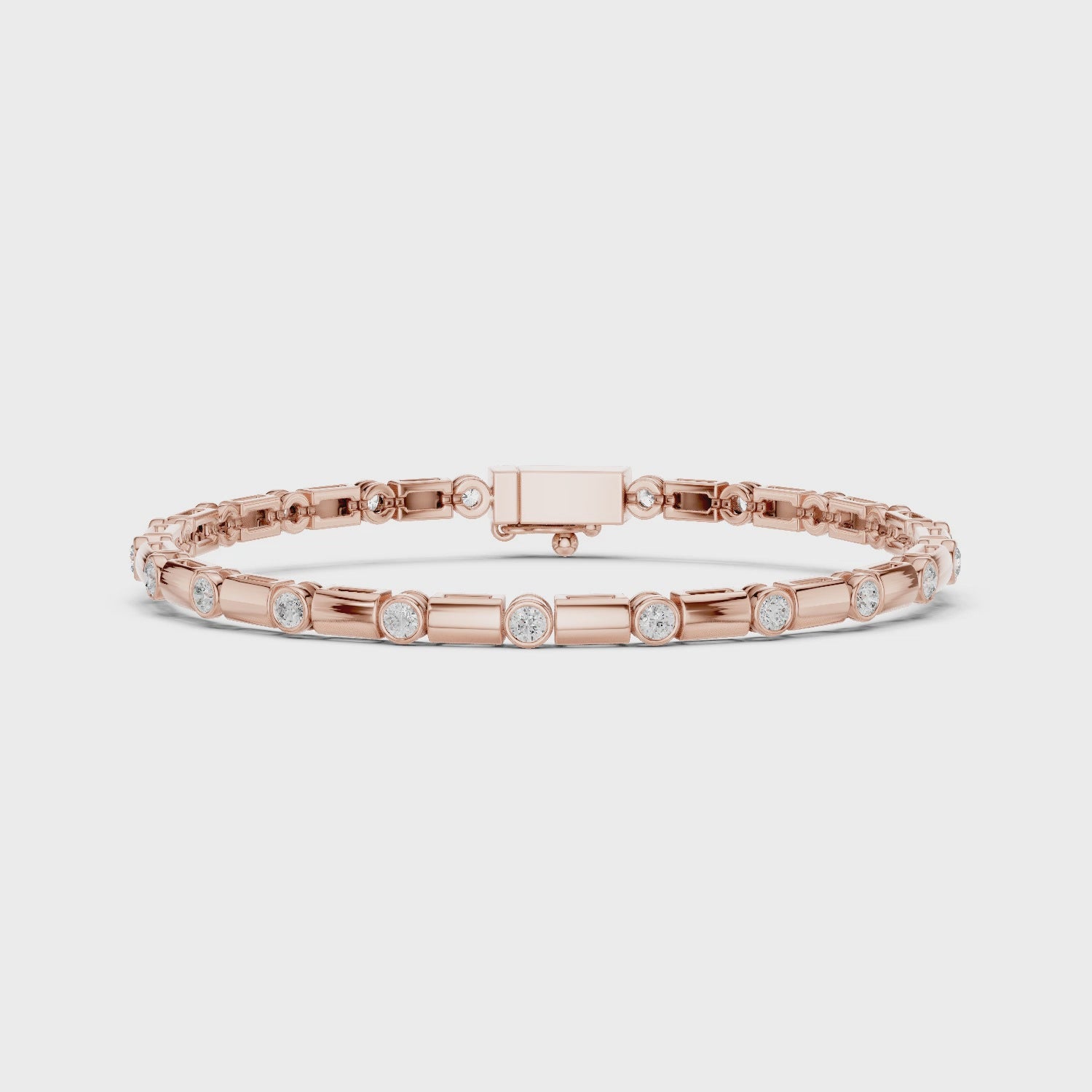 Bezel Set Moissanite Bracelet for men, Sterling Silver Rose Gold Finish Tennis Bracelet