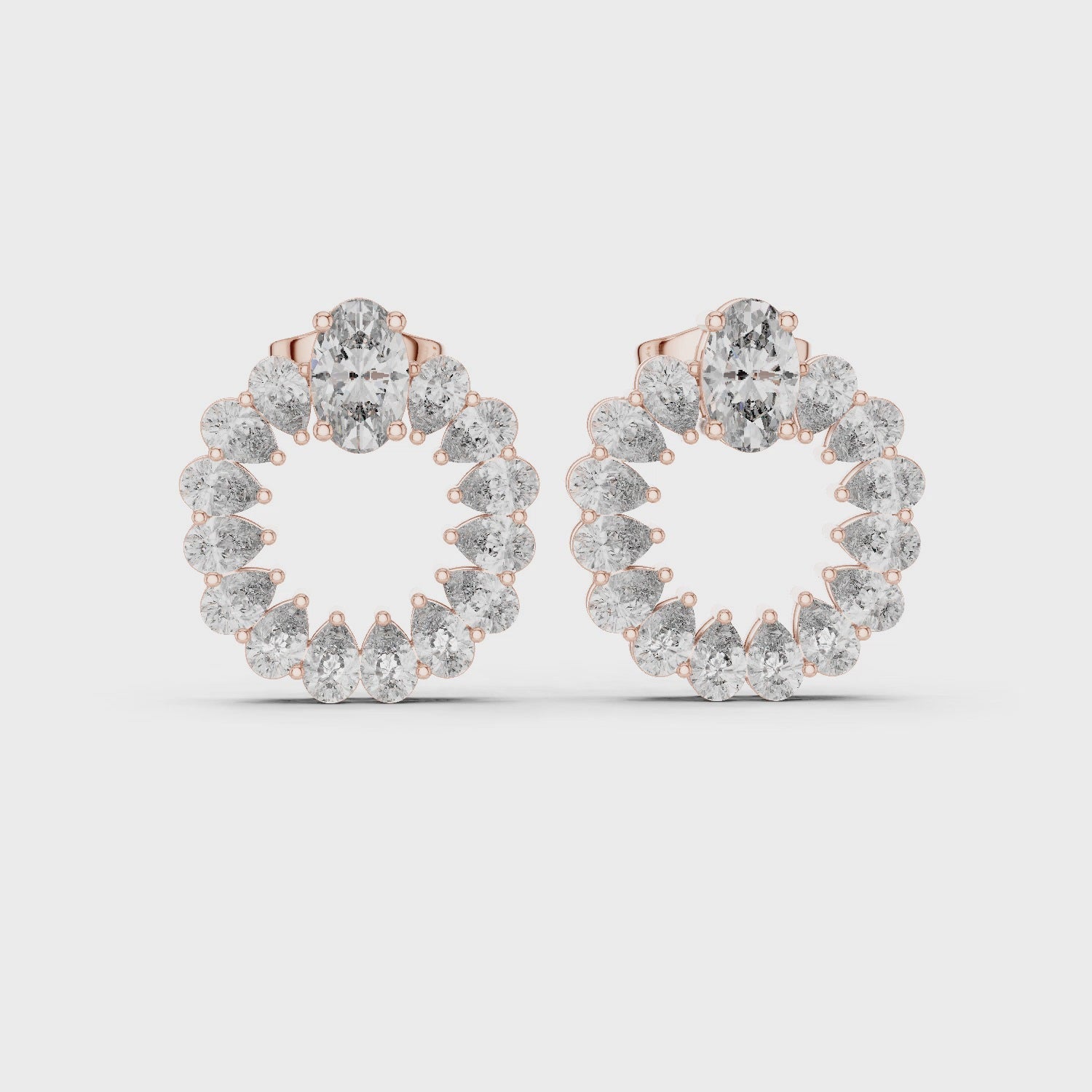 Moissanite Halo Stud Earrings, Oval Cut Sterling Silver, Bridal Wedding Jewelry