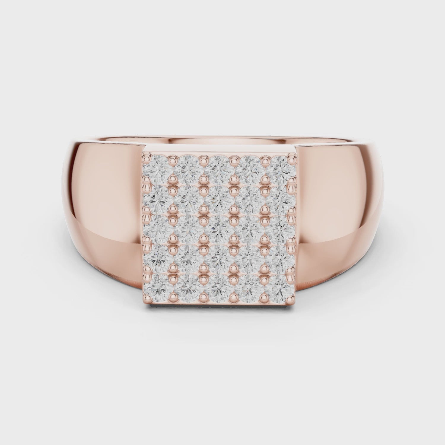 Men's Moissanite Signet Ring, Rose Gold Vermeil Sterling Silver Cluster Engagement Promise Anniversary Ring