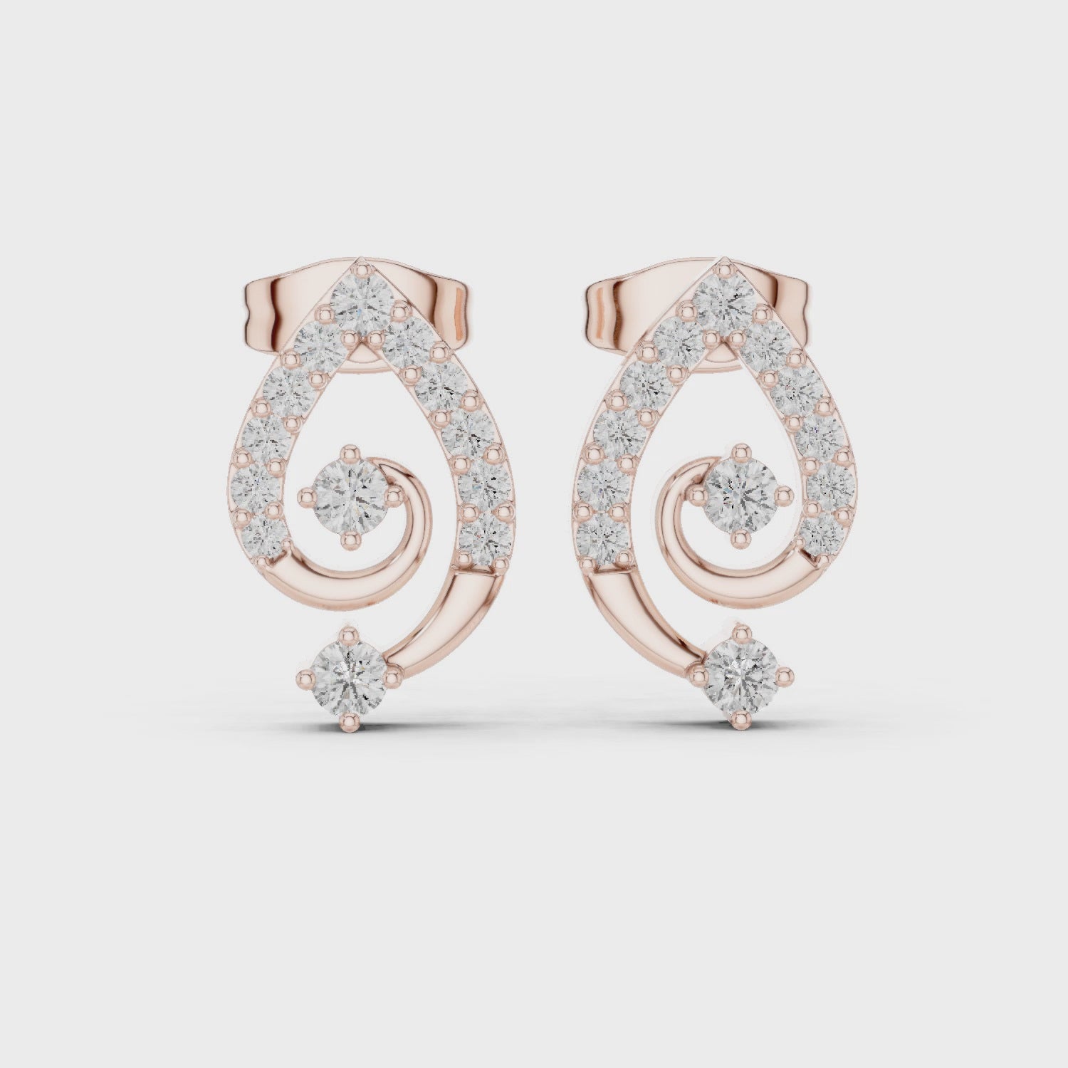 Moissanite Pear Swirl Studs, 925 Sterling Silver Dainty Bridal Earrings
