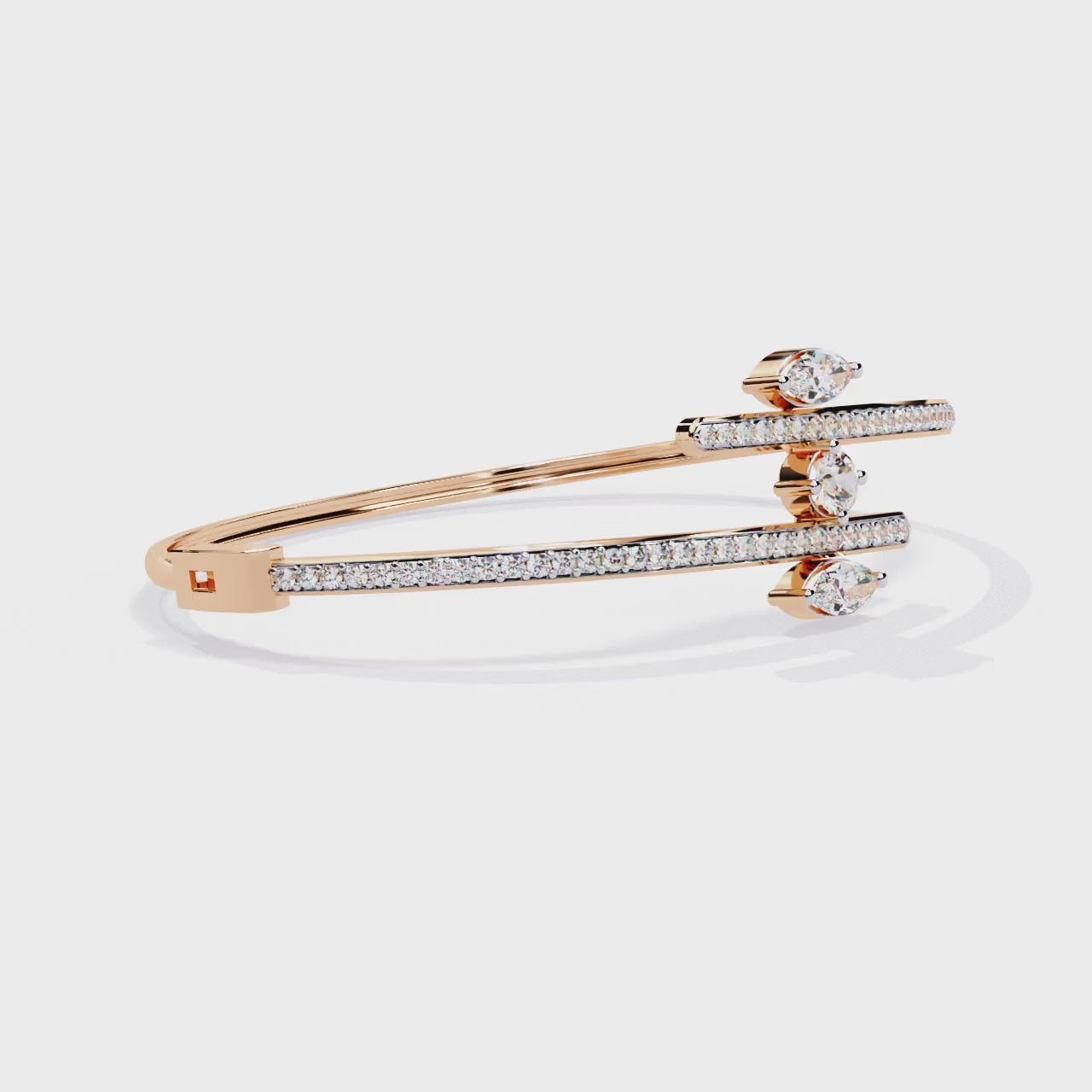 Handmade Moissanite Sterling Silver Bypass Bangle Bracelet