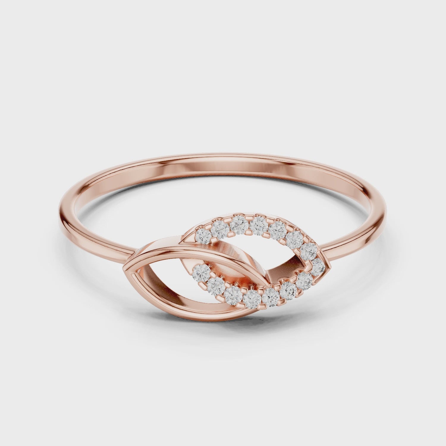 Interlocking Moissanite Ring, 14K Solid Gold Vine Style Nature Inspired Wedding Ring