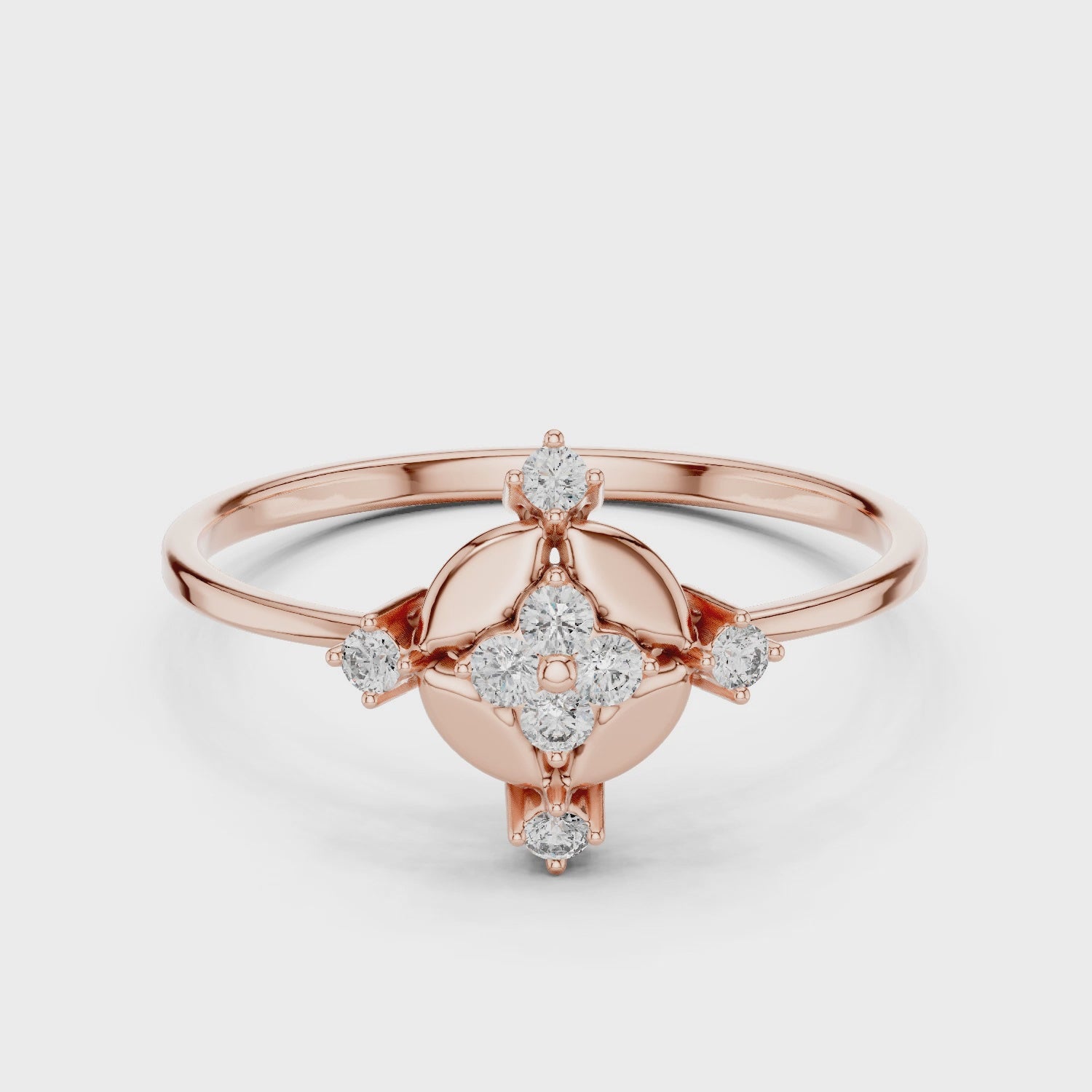 Victorian Style Moissanite Ring – Sterling Silver Geometric North Star Bridal Band