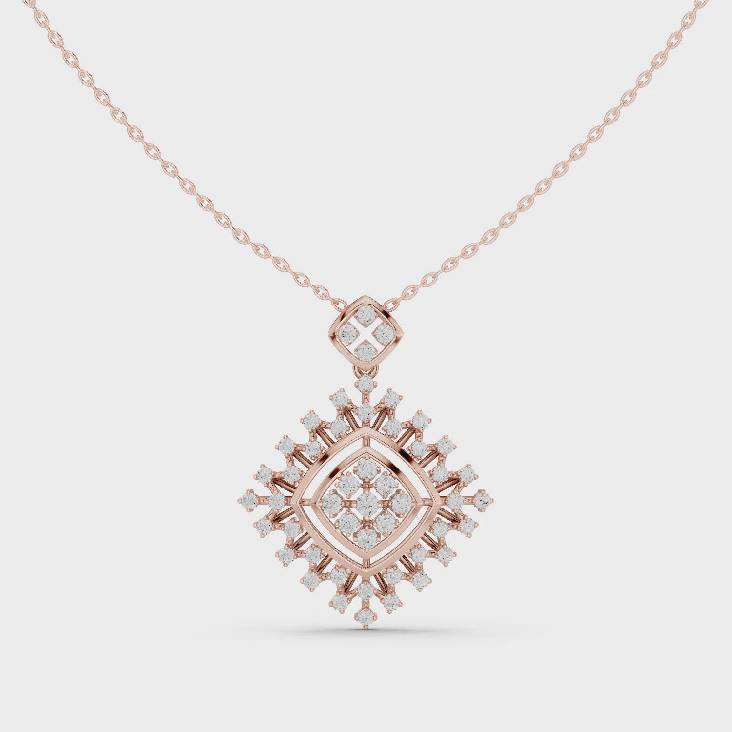 Moissanite Cluster Necklace | Gold Plated Sterling Silver Sunburst Pendant