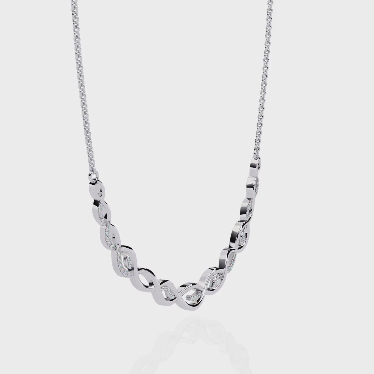 Moissanite Infinity Pendant Necklace, Sterling Silver, Dainty Handmade