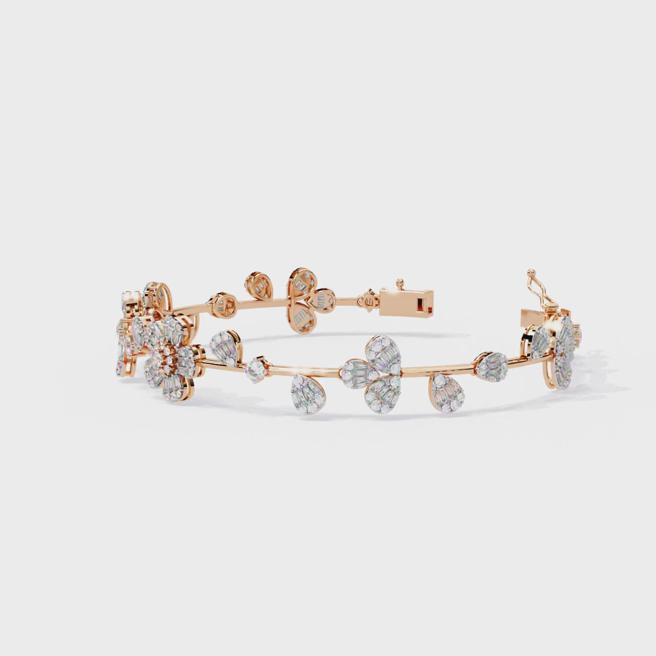 Floral Moissanite Bracelet, 925 Sterling Silver Wedding Jewelry