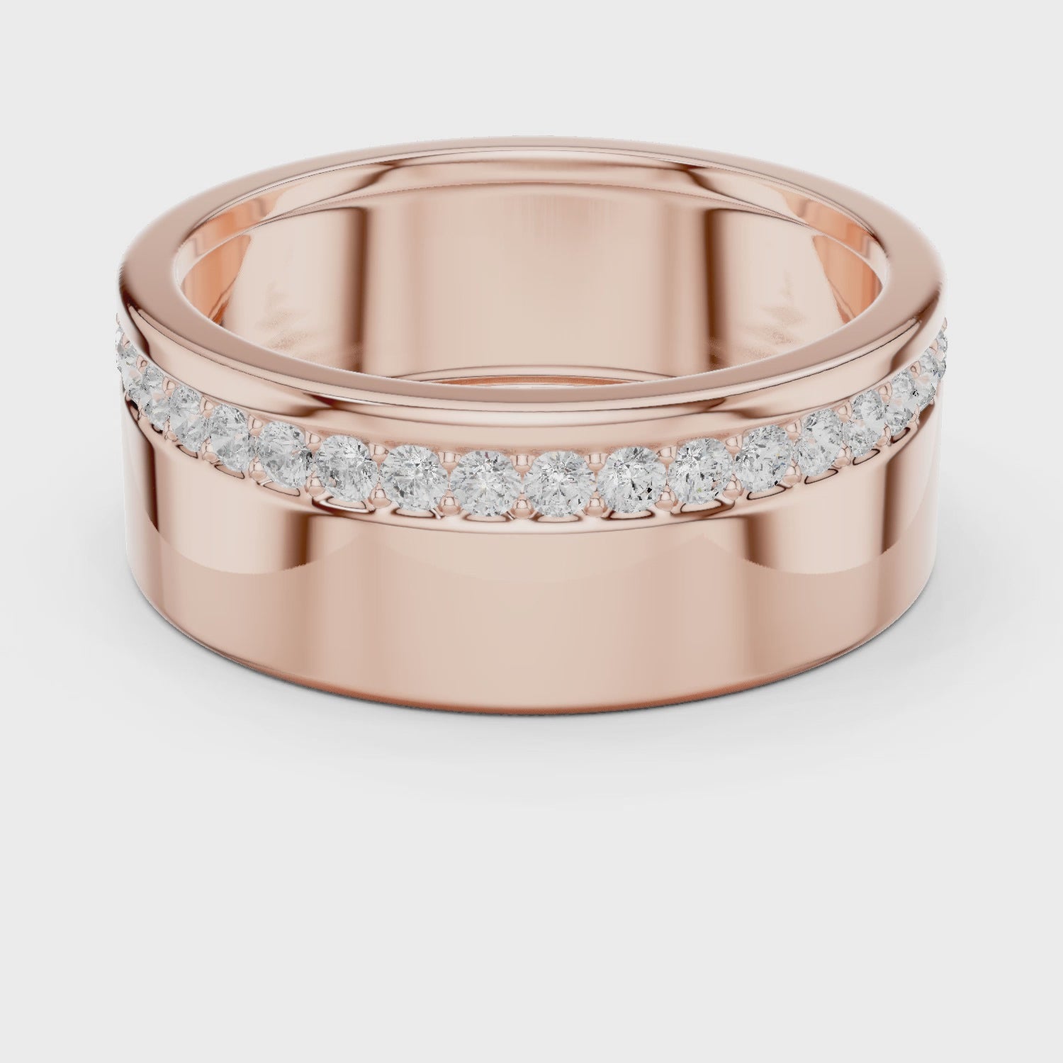 Men's Moissanite Wedding Band, Rose Gold Plated Sterling Silver Ring