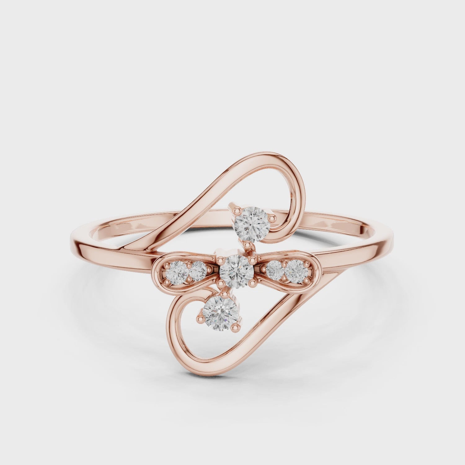 Delicate Floral Moissanite Ring, 14K Solid Gold Infinity Swirl Engagement Anniversary Nature Inspired Ring