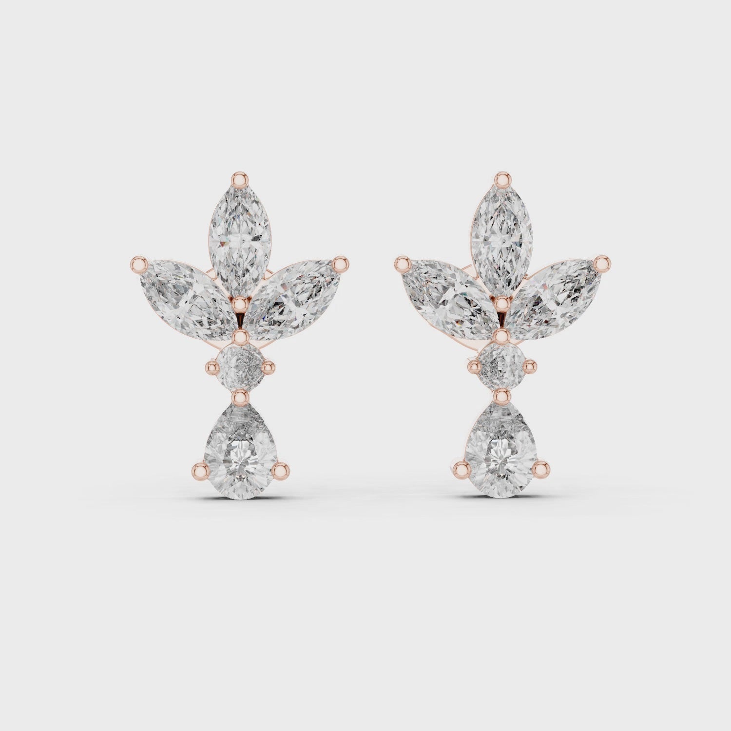 Moissanite Sterling Silver Statement Stud Earrings, Bridal Jewelry