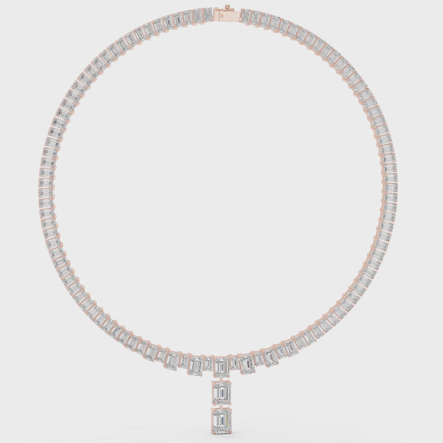 Emerald Cut Moissanite Tennis Necklace, 925 Sterling Silver, Bridal Choker