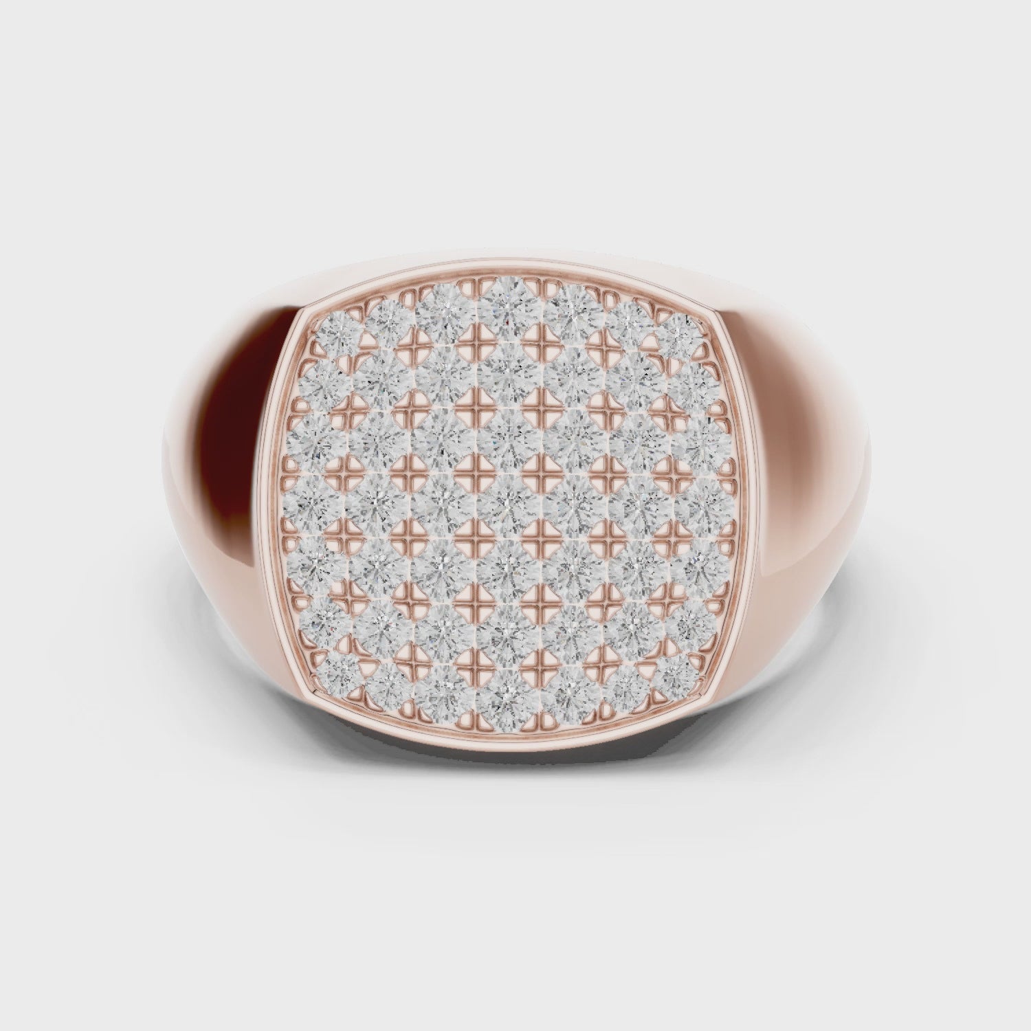 Cushion Moissanite Signet Ring, Sterling Silver Iced Out Pinky Statement Wedding Band