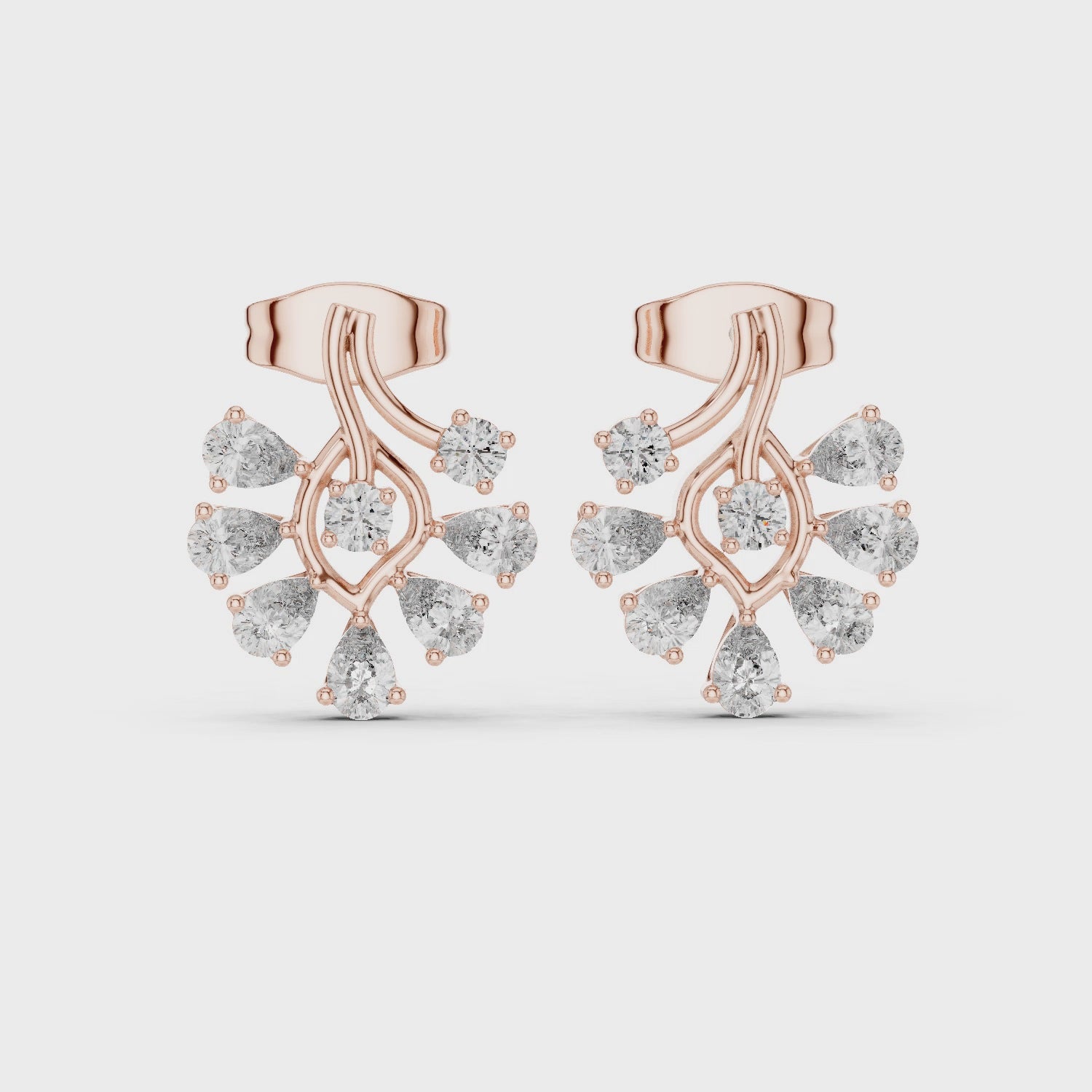Pear Cut Moissanite Earrings, 925 Sterling Silver Ear Jackets, Modern Bridal Fan Shape