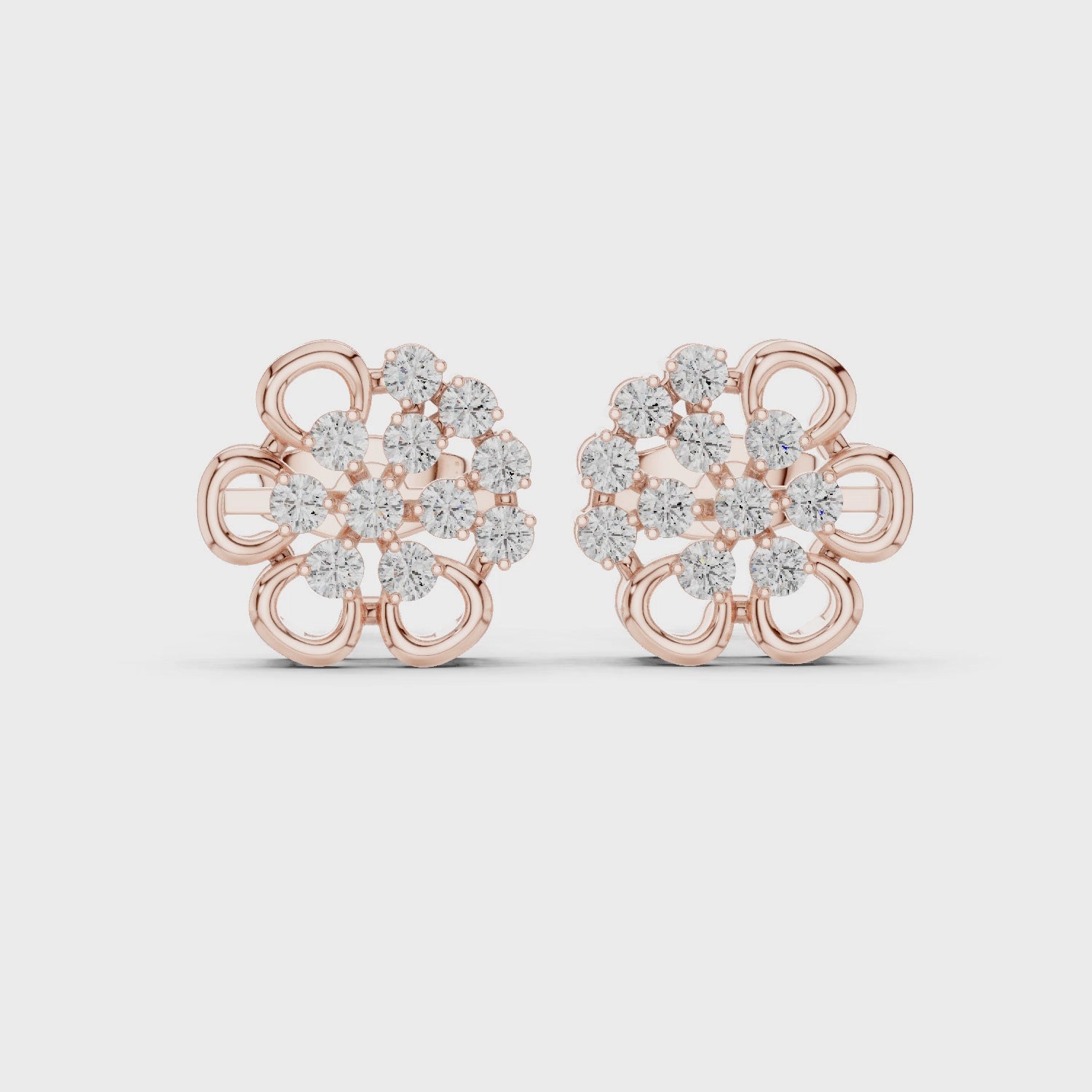 Moissanite Floral Cluster Stud Earrings, 925 Sterling Silver Bridal Jewelry