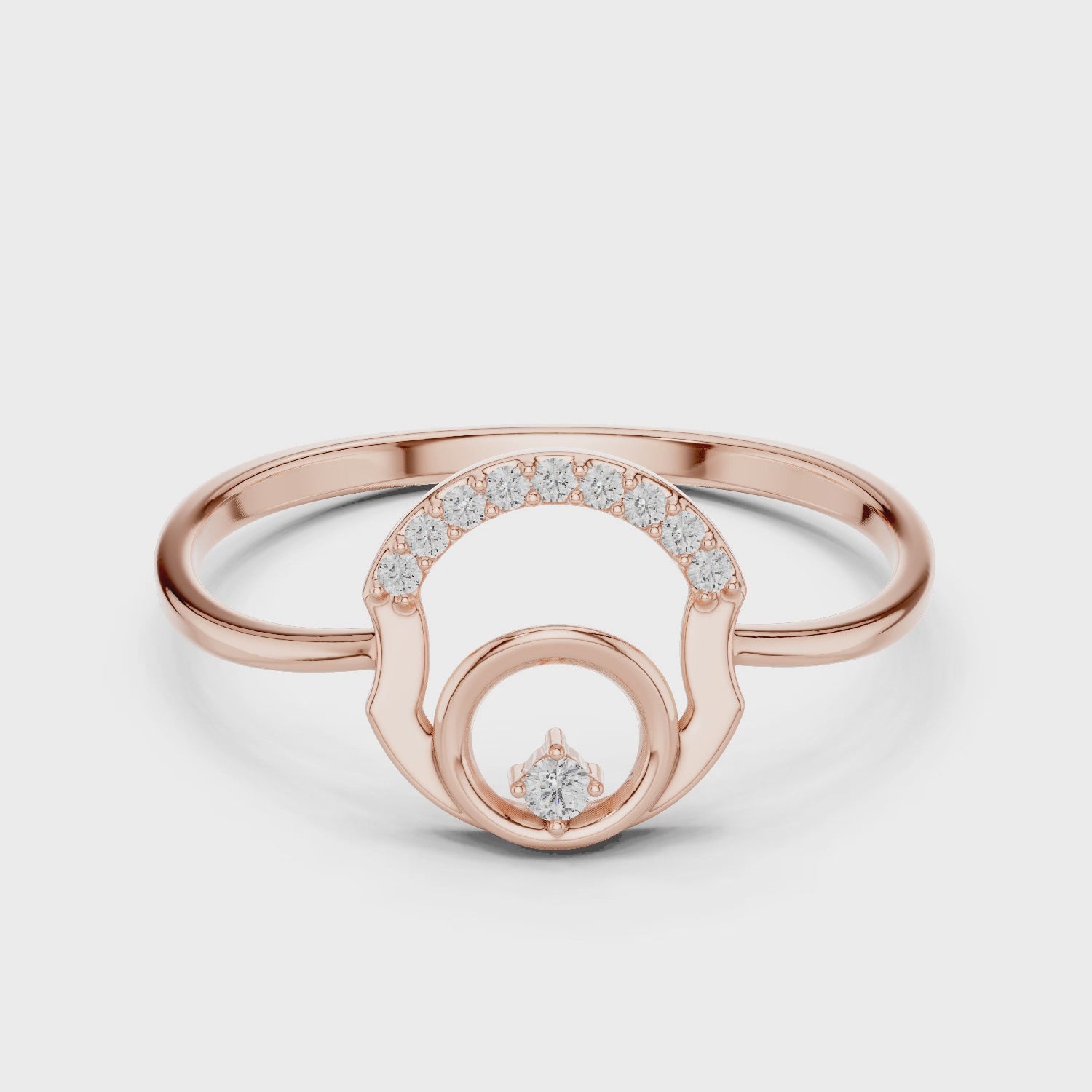 Orbit Moissanite Ring: Sterling Silver Geometric Art Deco Statement Band