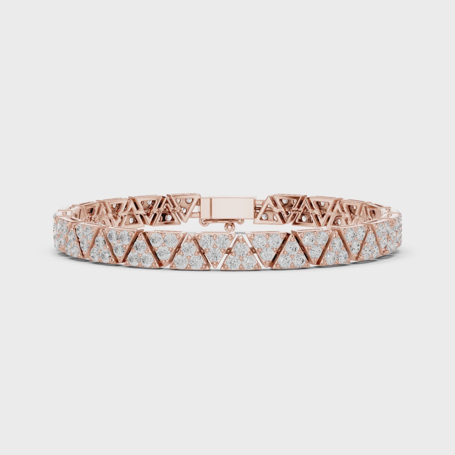 Handmade Sterling Silver Moissanite Triangle Bracelet for men– Geometric Rose Gold Tennis Style