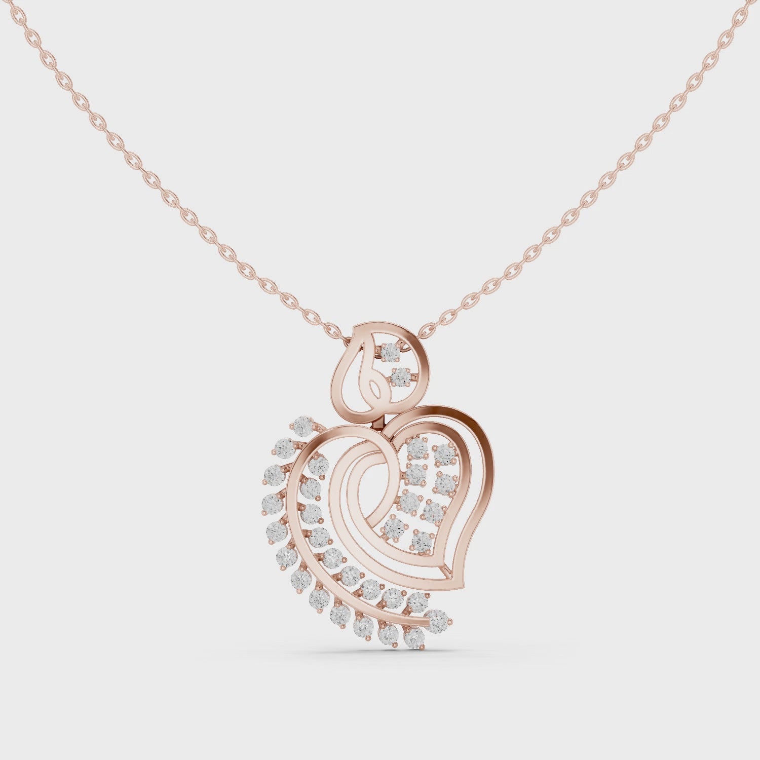 Sterling Silver Moissanite Double Heart Necklace | Rose Gold Romantic Pendant | Anniversary Gift for Her