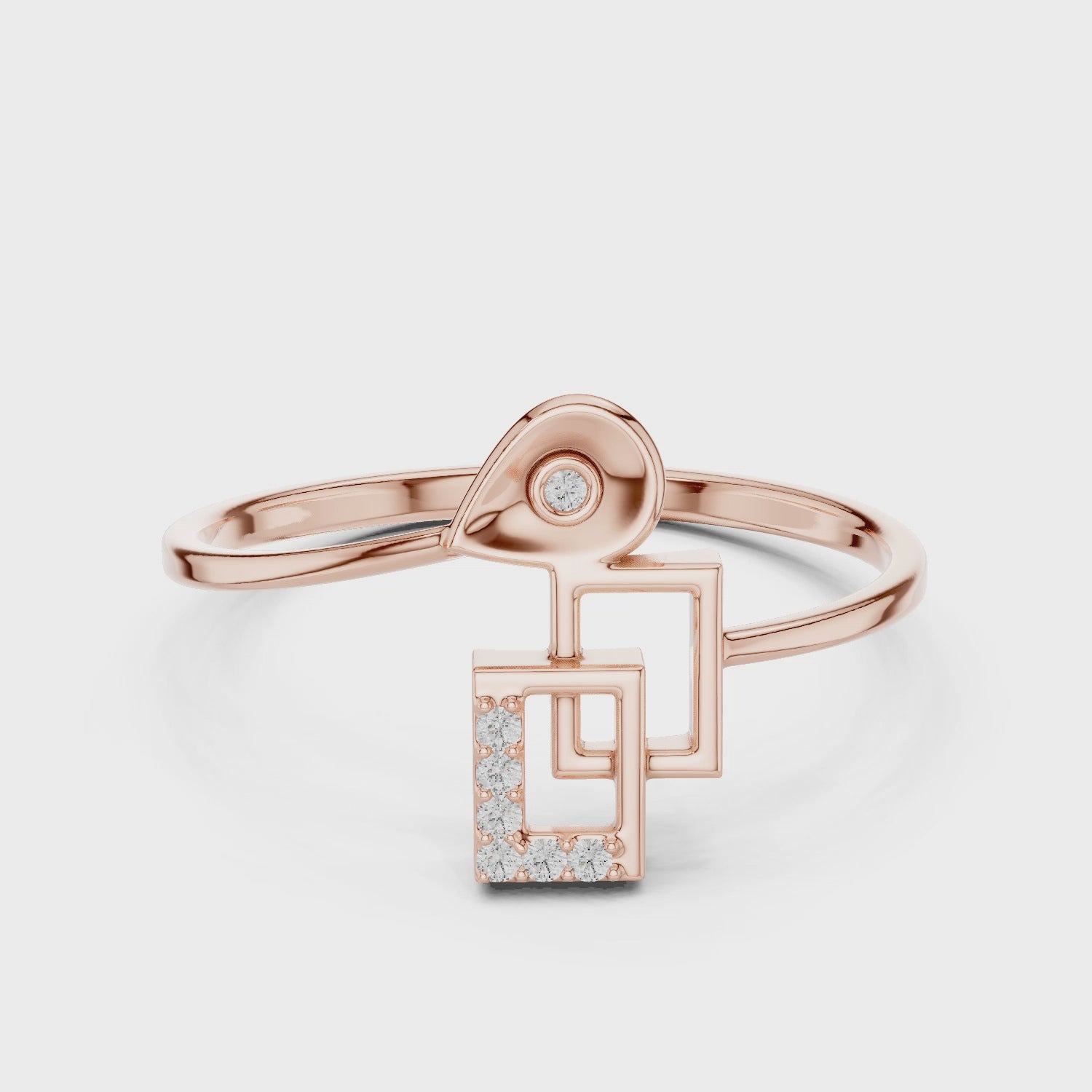 Dangle Drop Moissanite Ring – 925 Sterling Silver Abstract Swirl Band