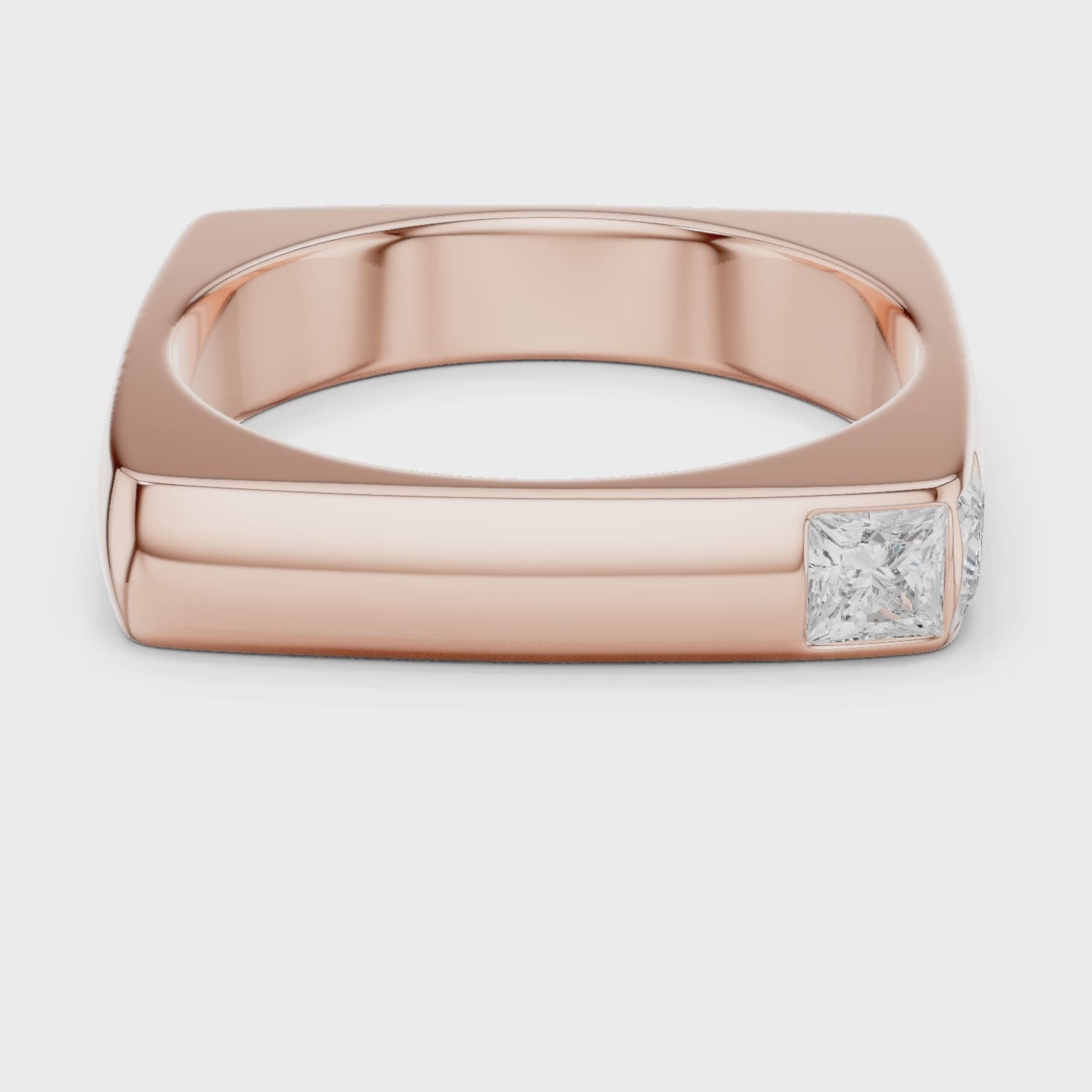 Men's Geometric Moissanite Ring, Princess Cut Sterling Silver Band, Modern Wedding Jewelry