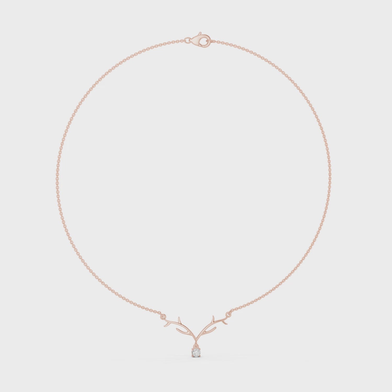 Moissanite Antler Necklace, Sterling Silver Woodland Bridal Jewelry