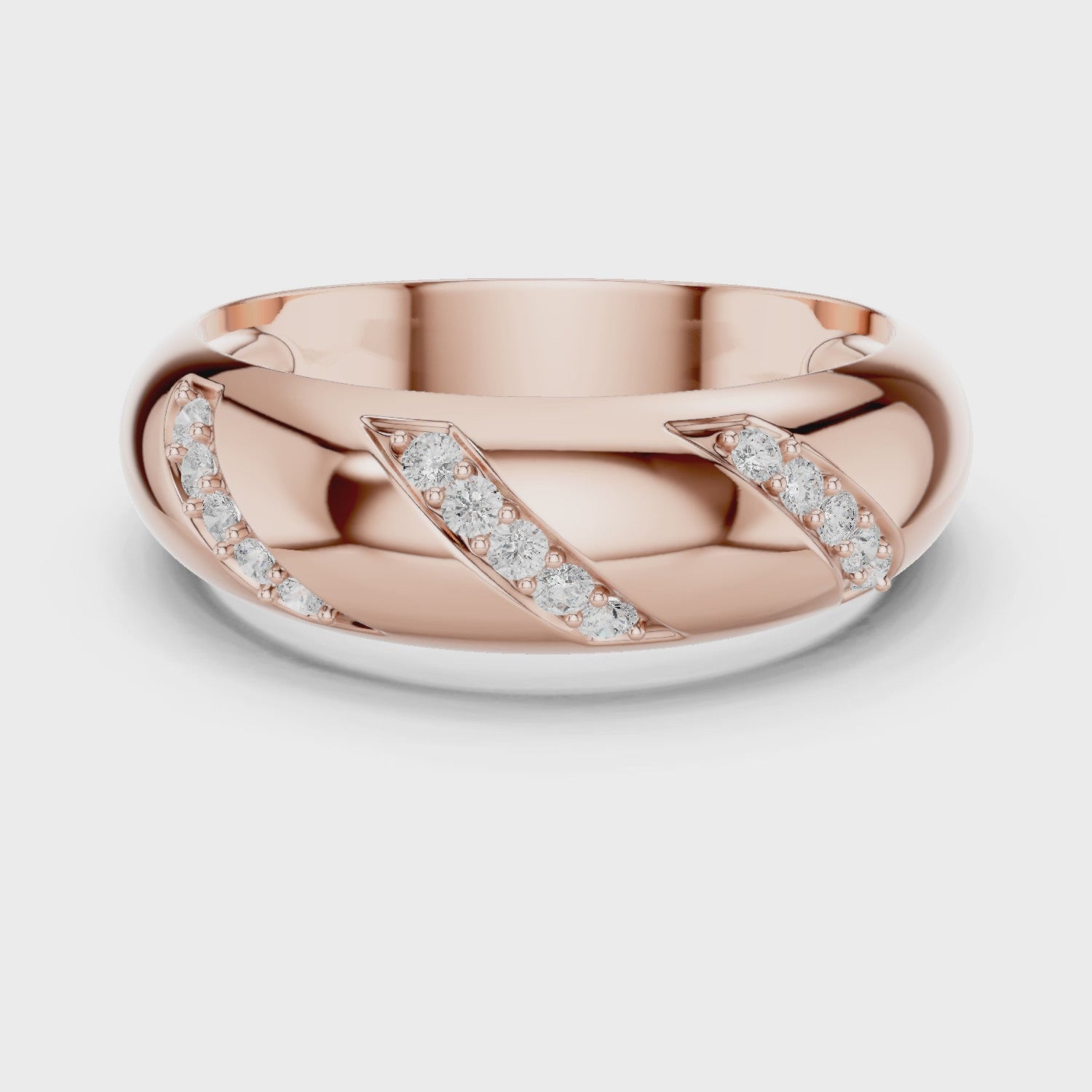 Men's Moissanite Wedding Band, 925 Sterling Silver Rose Gold Finish, Round Cut Ring