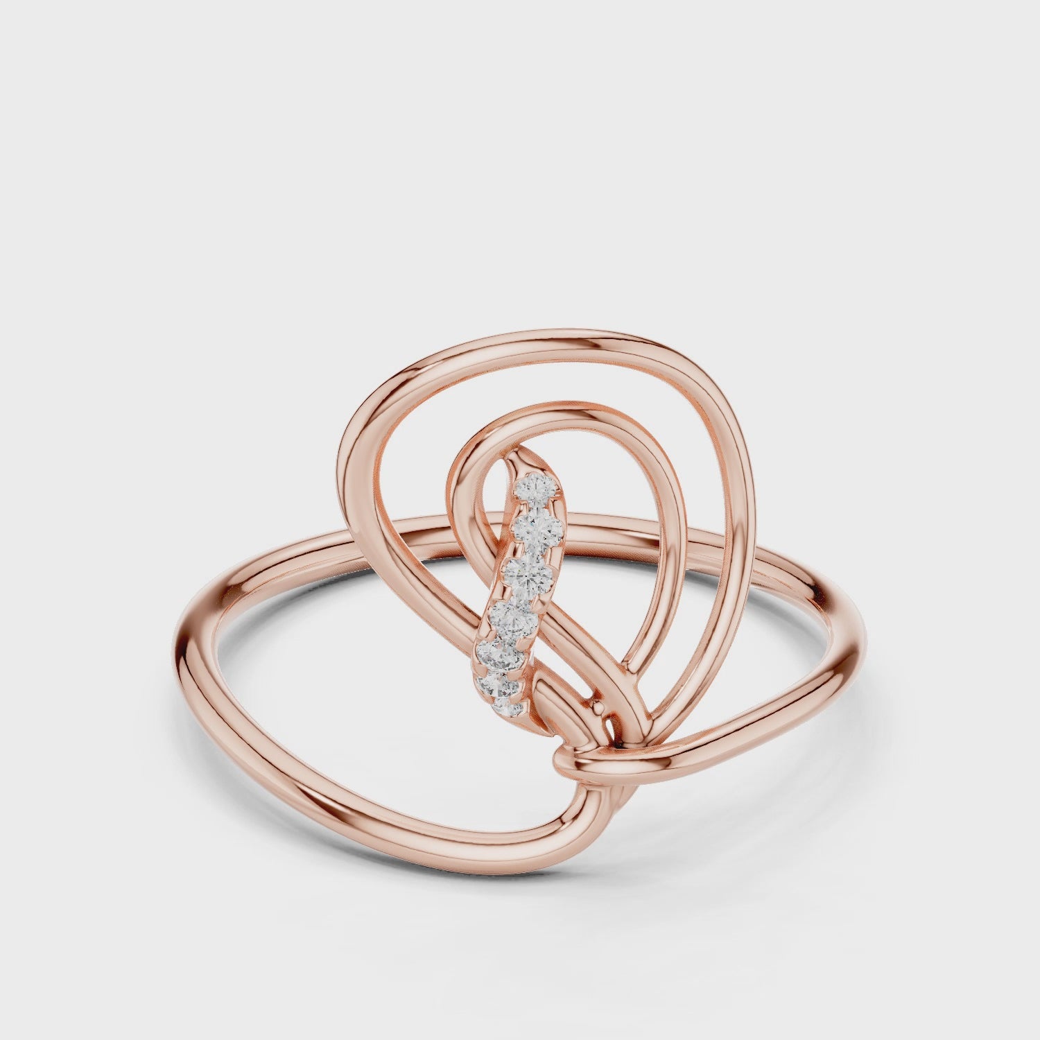 Leaf Moissanite Ring – Abstract Swirl 925 Sterling Silver Statement Band