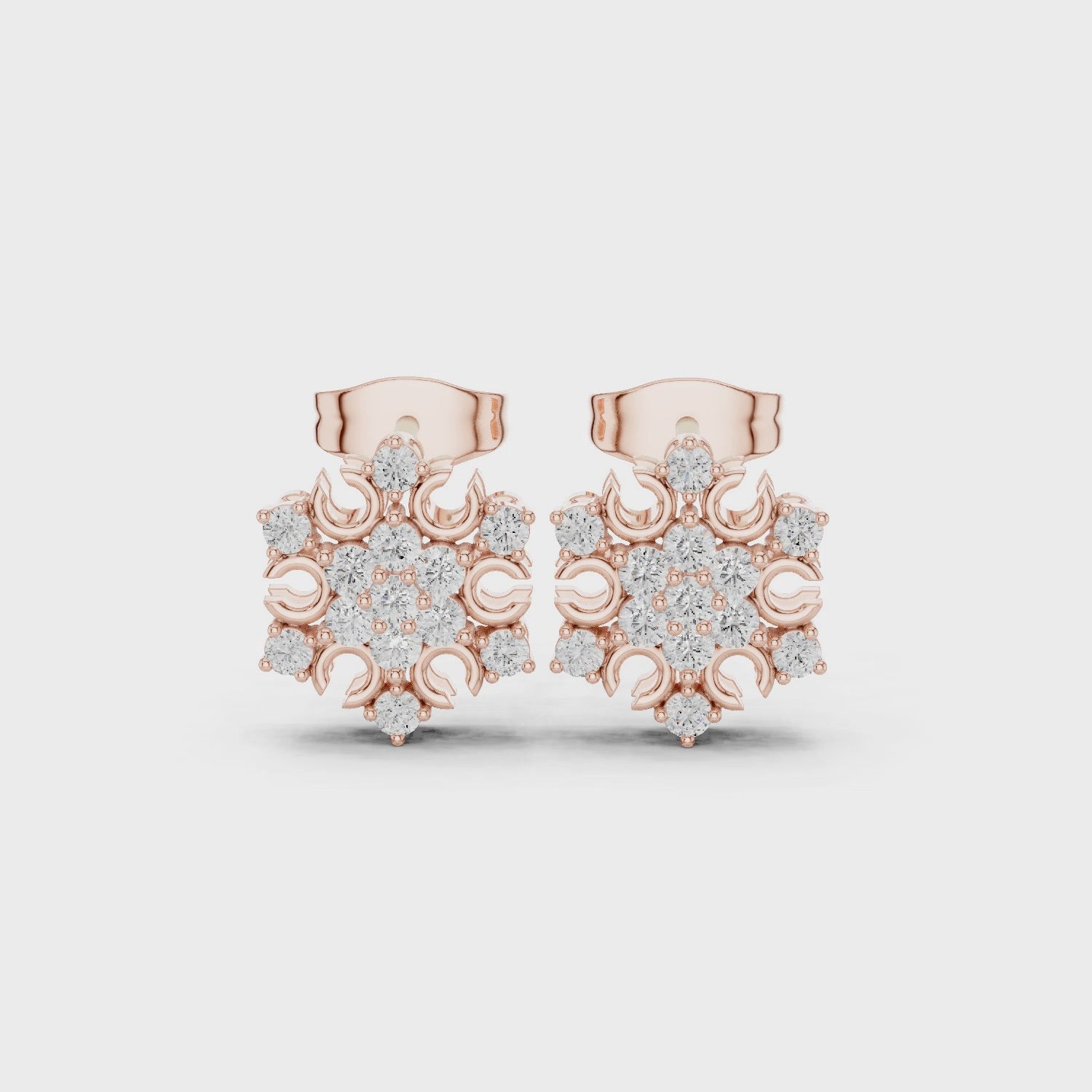 Snowflake Moissanite Stud Earrings, 925 Sterling Silver, Hypoallergenic Floral Star Studs