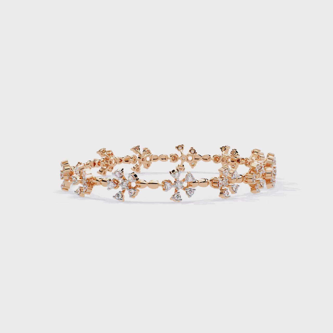 Handmade Moissanite Flower Bracelet, 925 Sterling Silver, Bridal Floral Jewelry