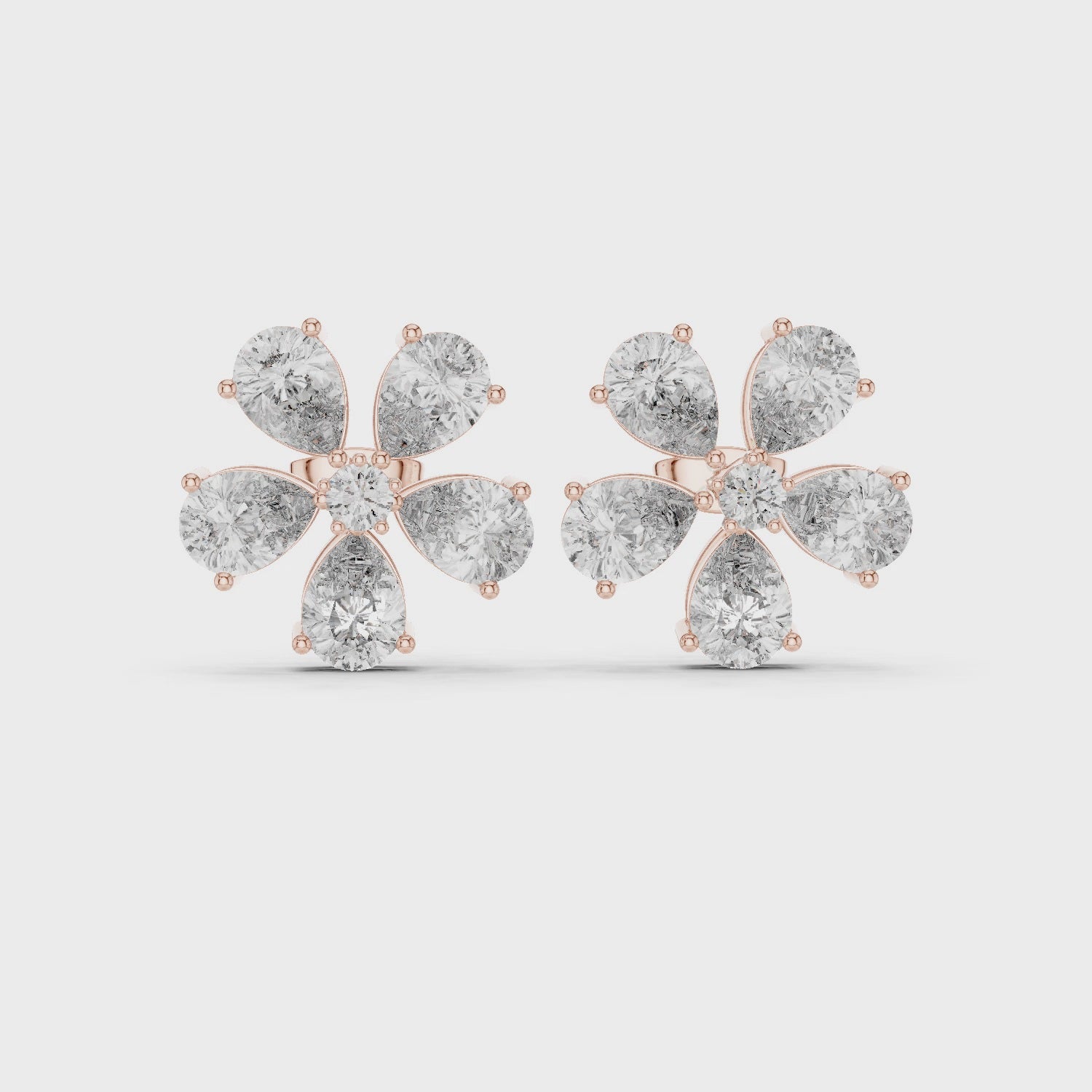 Moissanite Flower Stud Earrings, Art Deco 925 Sterling Silver, Bridal Wedding Jewelry