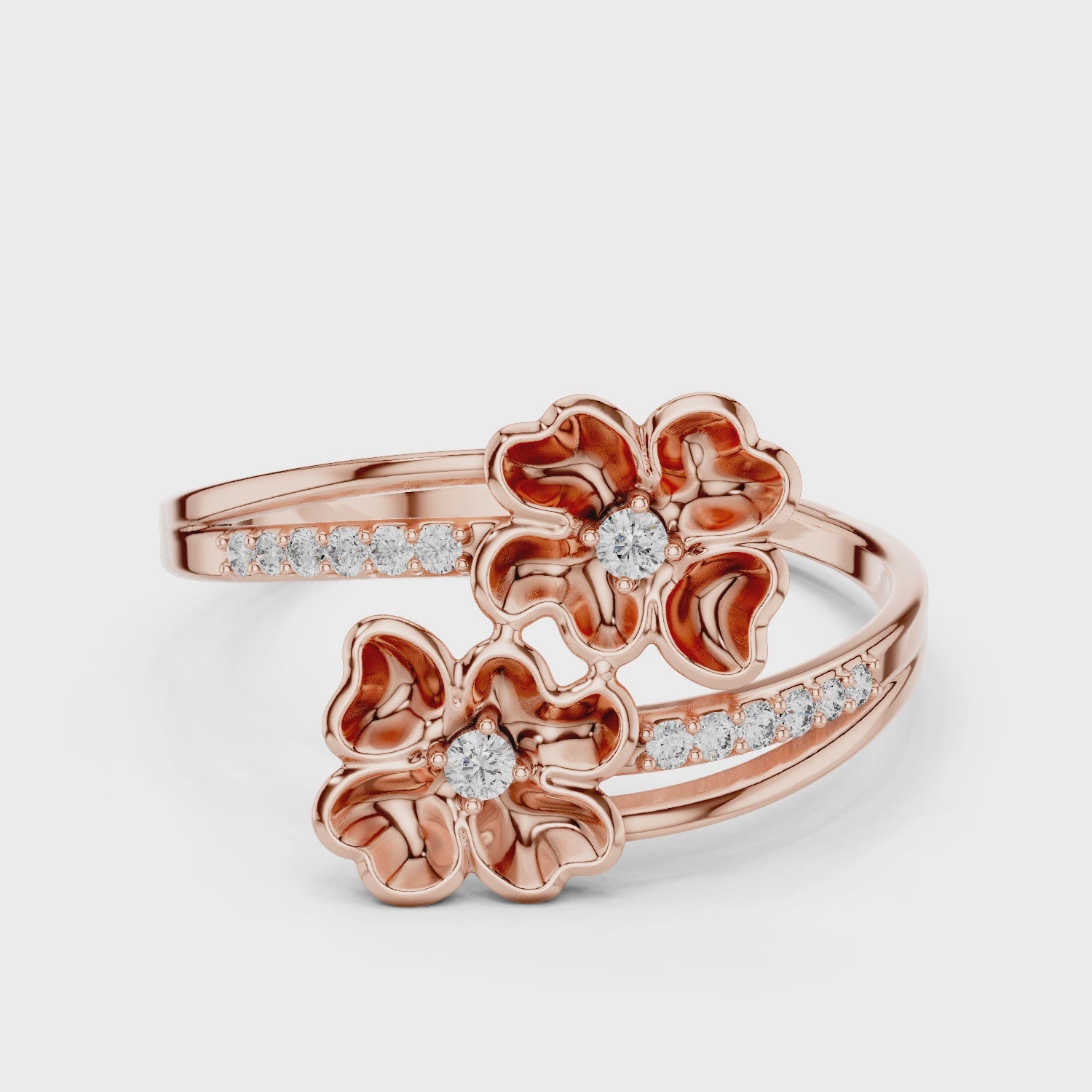 Floral Moissanite Ring, Sterling Silver Nature Inspired Statement Band