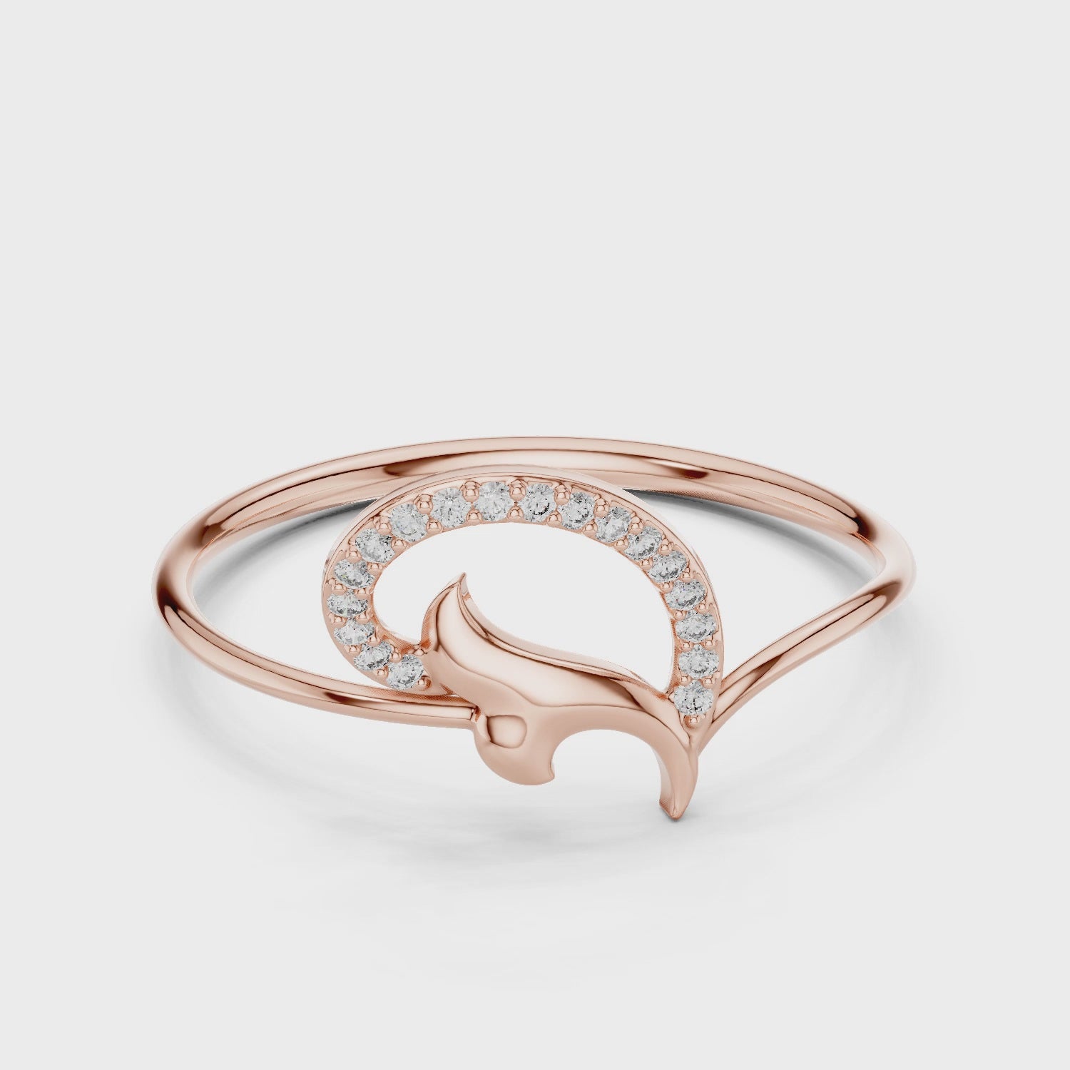 Sterling Silver Moissanite Leaf Ring – Curved Swirl Vine Statement Band