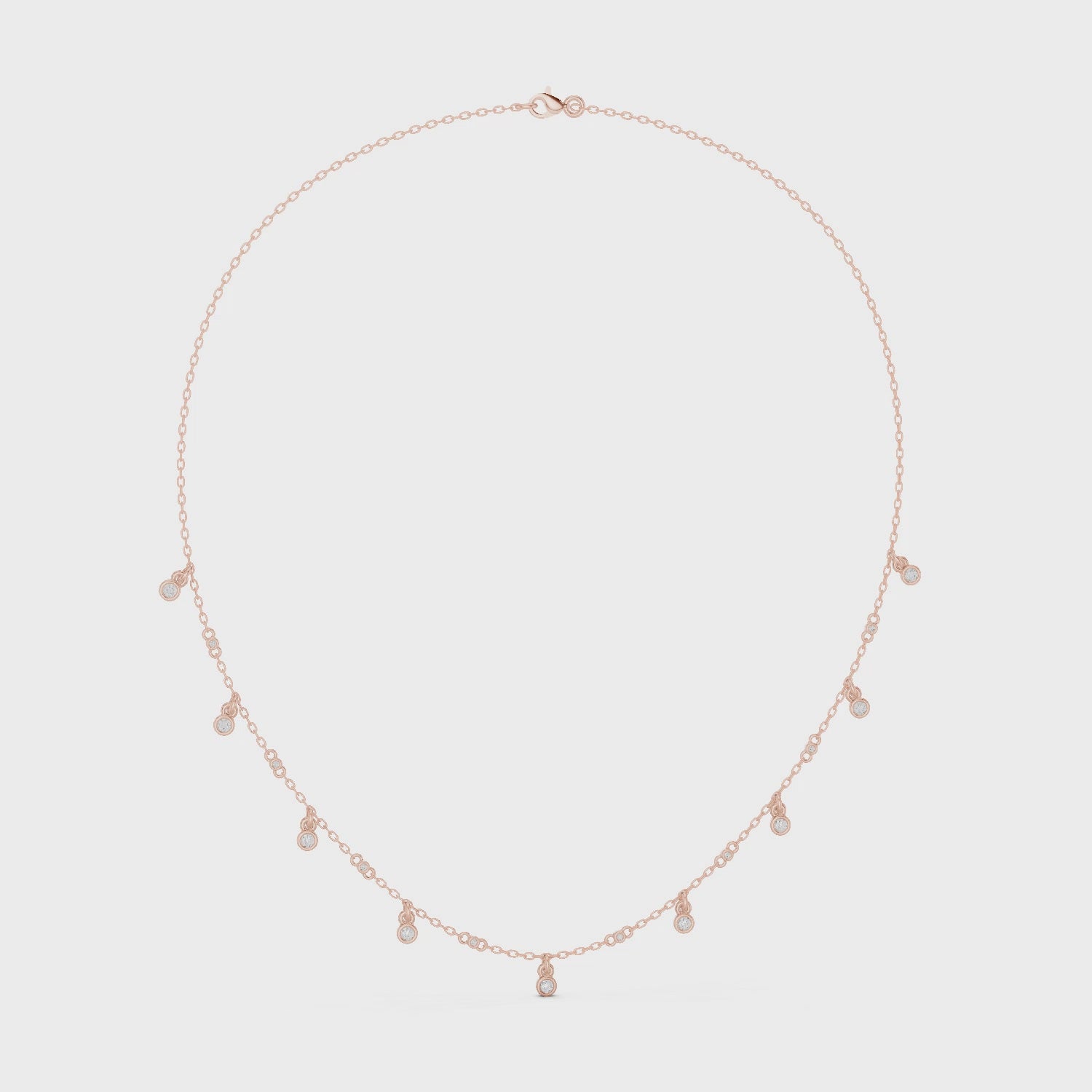 Droplet Moissanite Necklace, Sterling Silver, Round Bezel Dangle Chain, Bridal Boho Chic