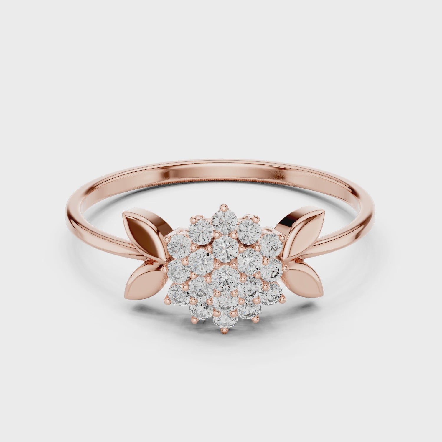 Leaf Motif Moissanite Ring in 925 Sterling Silver Snowflake Sunburst Bridal Band