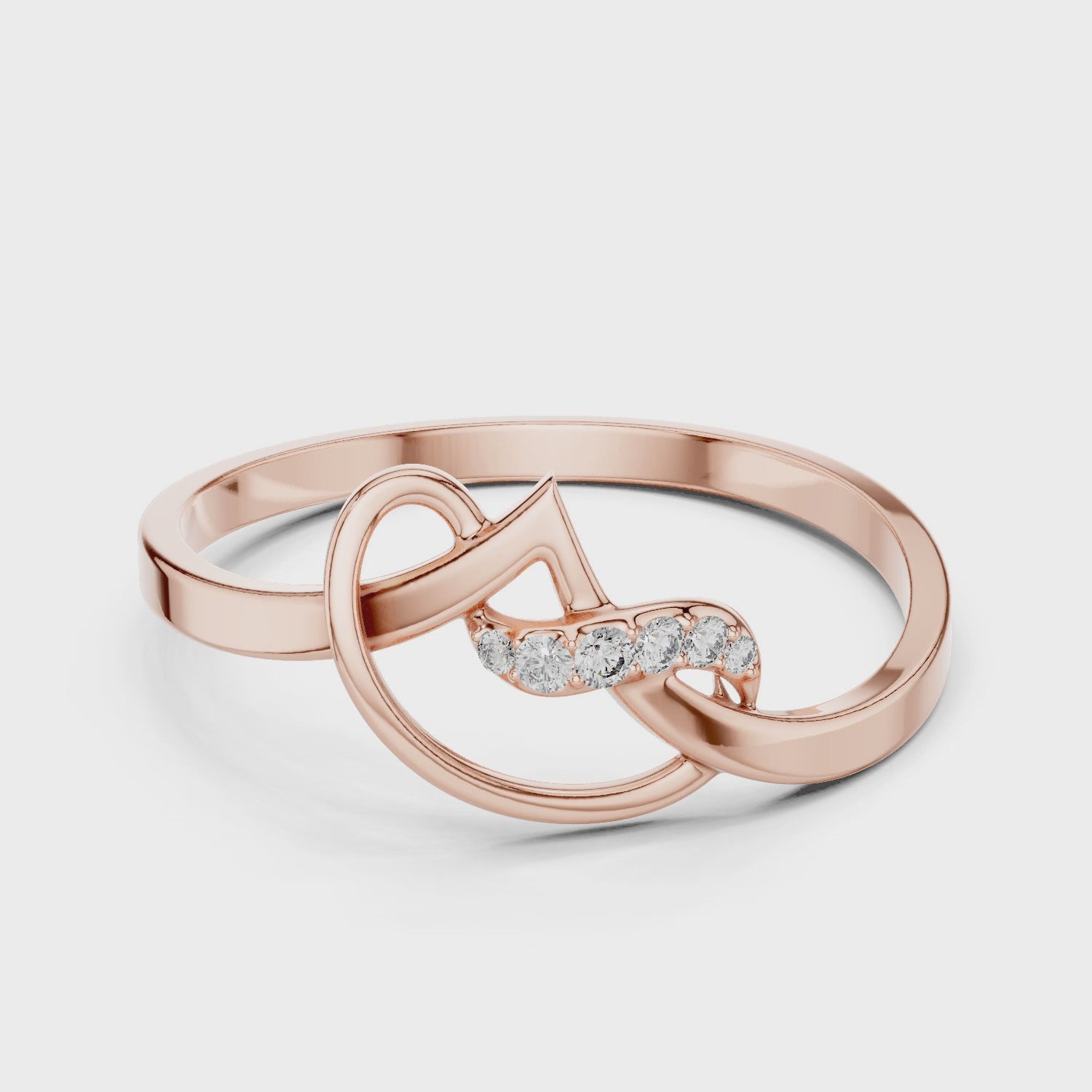 Stacking Initial Moissanite Ring – 925 Sterling Silver Abstract Swirl Dainty Minimalist Bridal Ring