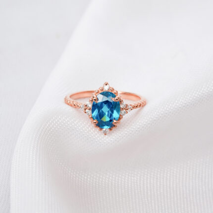 Oval Blue Topaz Ring for Women