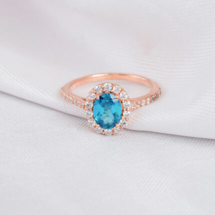 Oval Blue Topaz Ring for Women