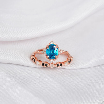 Blue Topaz Engagement Ring Set For Women