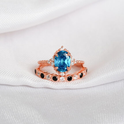 Blue Topaz Engagement Ring Set For Women