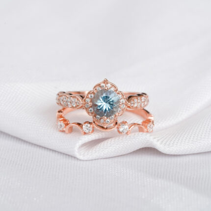 Aquamarine Engagement Ring Set For Women