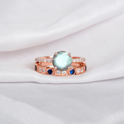 Labradorite Engagement Ring Set For Women