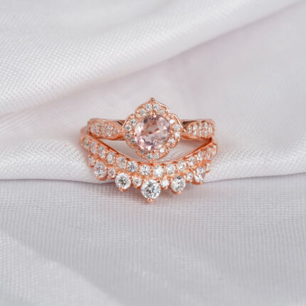 Morganite Engagement Ring Set For Women