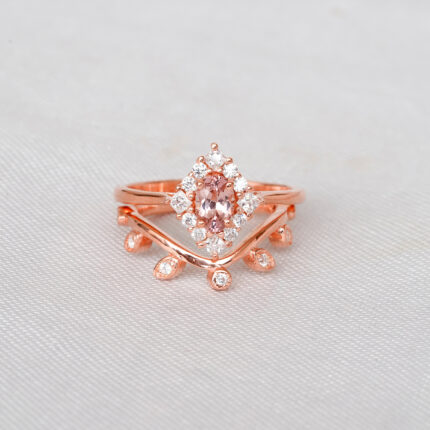 Morganite Engagement Ring Set For Women