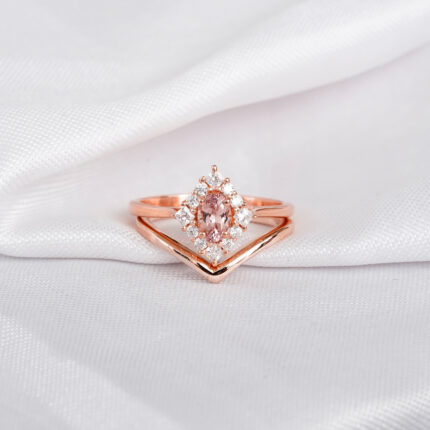 Morganite Engagement Ring Set For Women