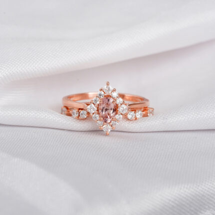 Morganite Engagement Ring Set For Women
