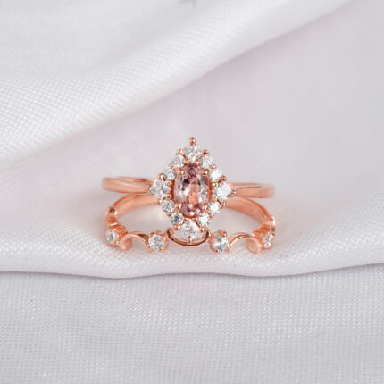 Morganite Engagement Ring Set For Women