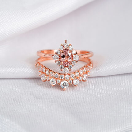 Morganite Engagement Ring Set For Women