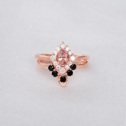 Morganite Engagement Ring Set For Women