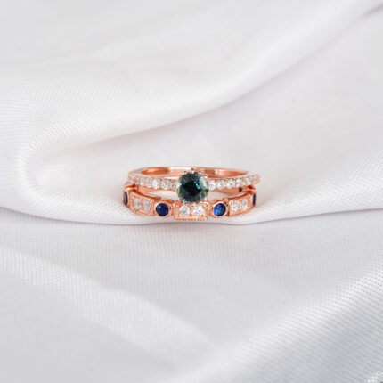 Alexandrite Engagement Ring Set For Women